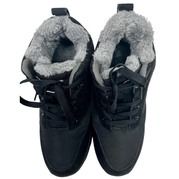 NEW Weweya Women's 9 Black‎ With Grey Fur Lined Boots Anti-Slip Ankle Snow Boots - Picture 6 of 10